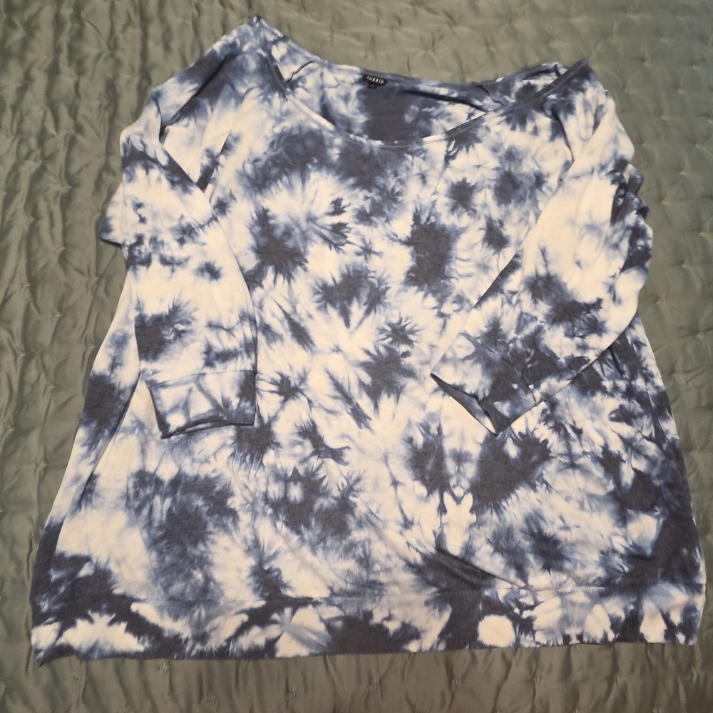 Torrid 6x Blue Tie-Dye Terry Off Shoulder Sweatshirt - Picture 6 of 10